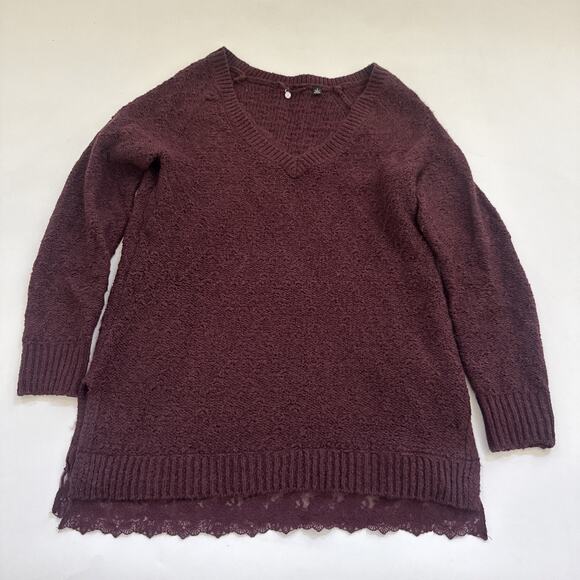 Anthropologie Sweaters - Anthropologie Knitted & Knotted Sweater Peekaboo Lace BOHO Skater Womens Small